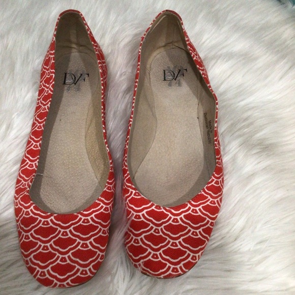 Diane Von Furstenberg red canvas flats DVF 10 - Picture 1 of 7